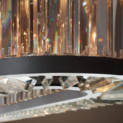 Modern Black Metal Crystal Drum Chandelier Light