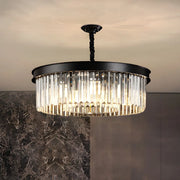 Modern Black Round Crystal Black Living Room Chandelier