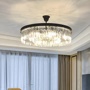 Modern Black Round Crystal Black Living Room Chandelier