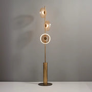 Modern Brass 3 Glass Round Disc Lights Foot Switch Floor Lamp