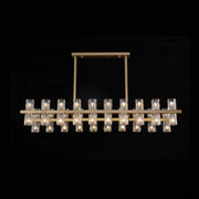 Modern Brass Linear Multiple Clear Crystal Island Light