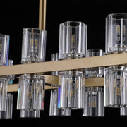 Modern Brass Linear Multiple Clear Crystal Island Light