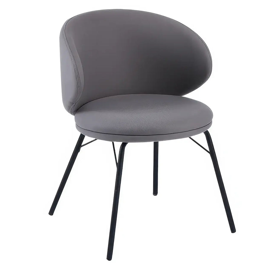 Modern Brown Leathaire Upholstered Curved Back Dining Chair