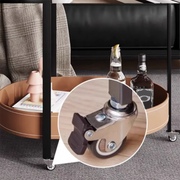 Modern Brown Oval Top Chairside Table with Shelf and Rollers
