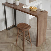 Modern Brown Rectangular  Bar Table with Metal Leg