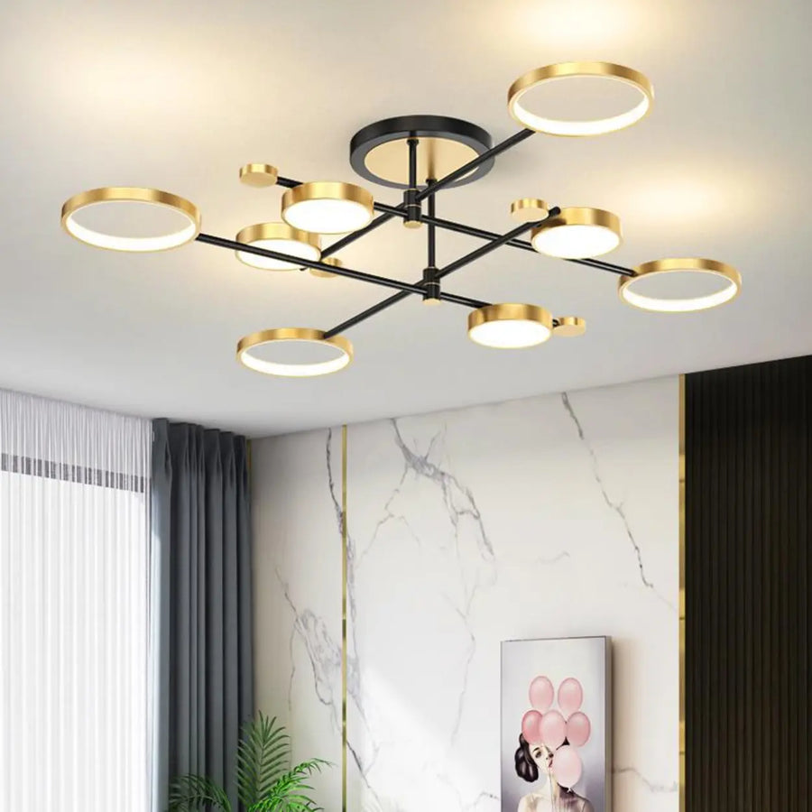 Modern Circle Gold Ceiling Lamp for Living Room, Large