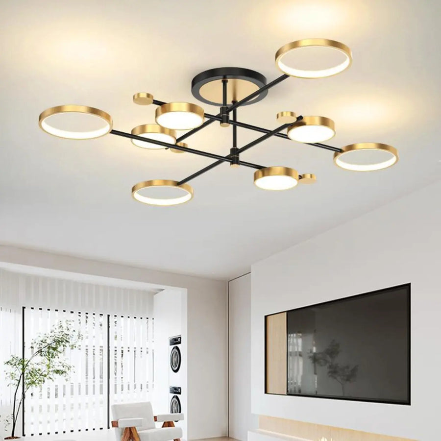 Modern Circle Gold Ceiling Lamp for Living Room, Large