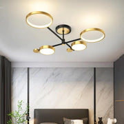 Modern Circle Gold Ceiling Lamp for Living Room, Large