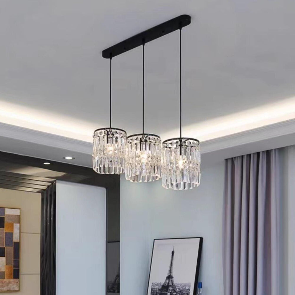 Modern Clear Crystal Cylinder Crystal Pendant Light