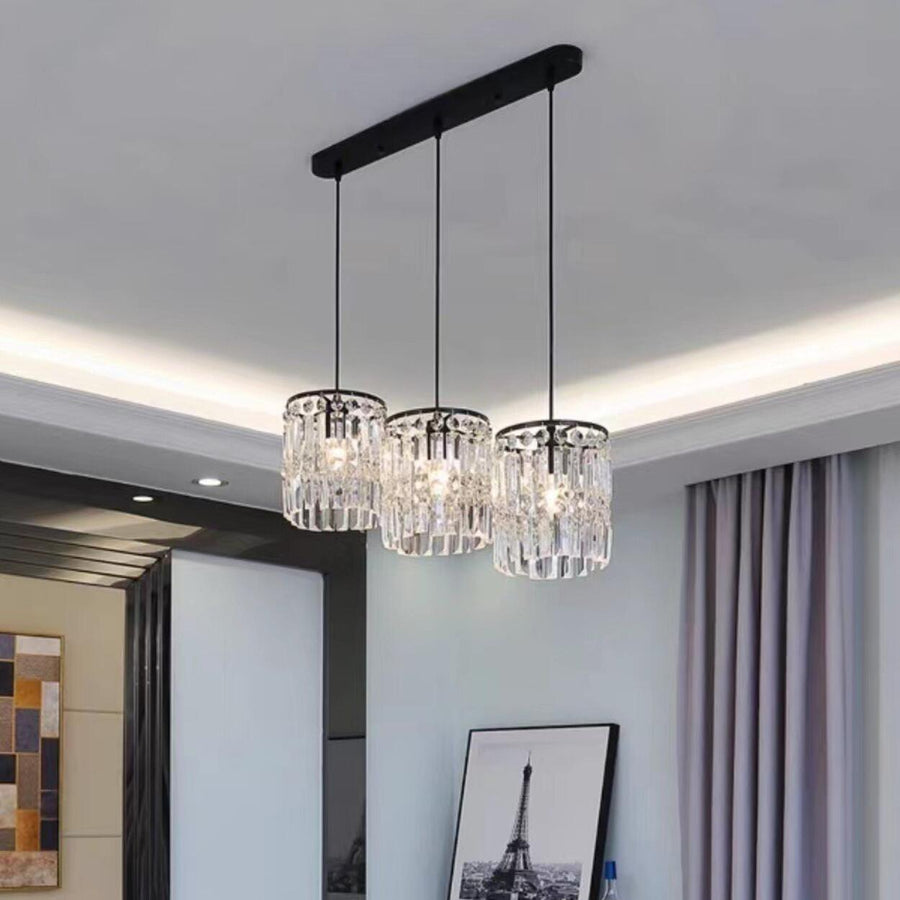 Modern Clear Crystal Cylinder Crystal Pendant Light