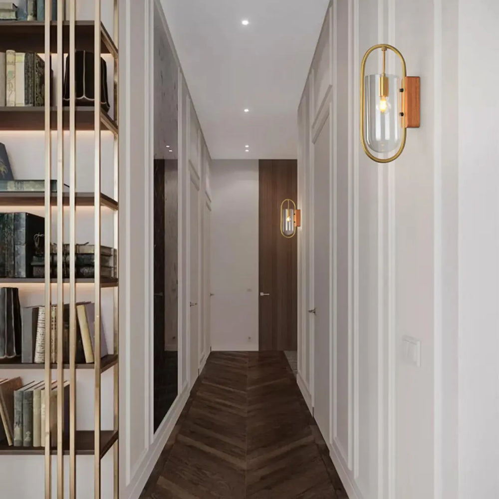Modern Clear Glass Cylinder Metal LED Wall Sconce