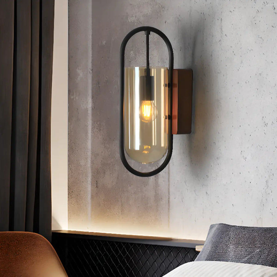 Modern Clear Glass Cylinder Metal LED Wall Sconce