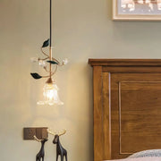 Modern Clear Glass Flower Round Bedroom Pendant Lights
