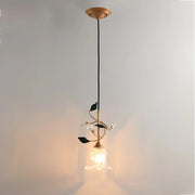 Modern Clear Glass Flower Round Bedroom Pendant Lights