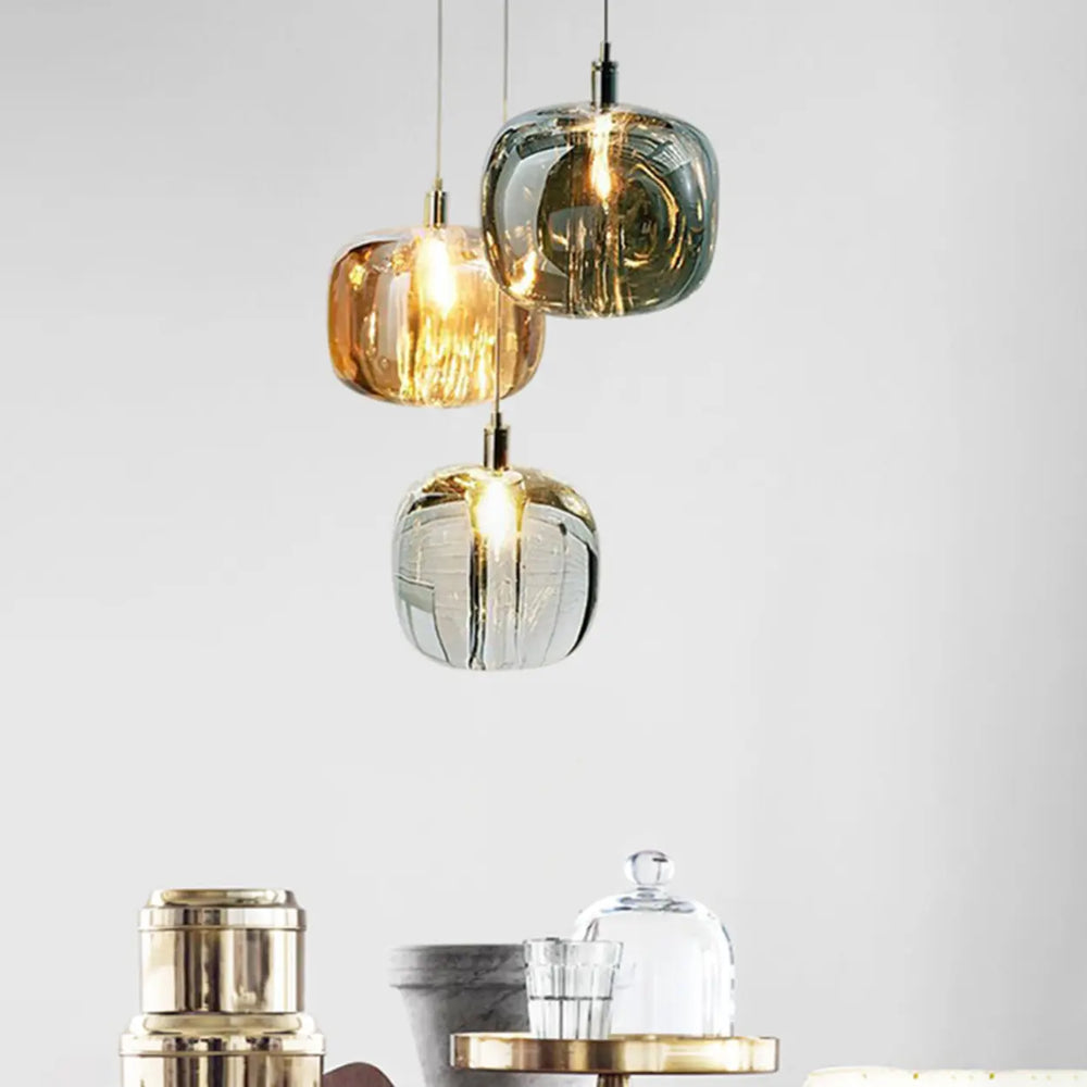 Modern Colorful Cube Mirrored Glass Pendant Light