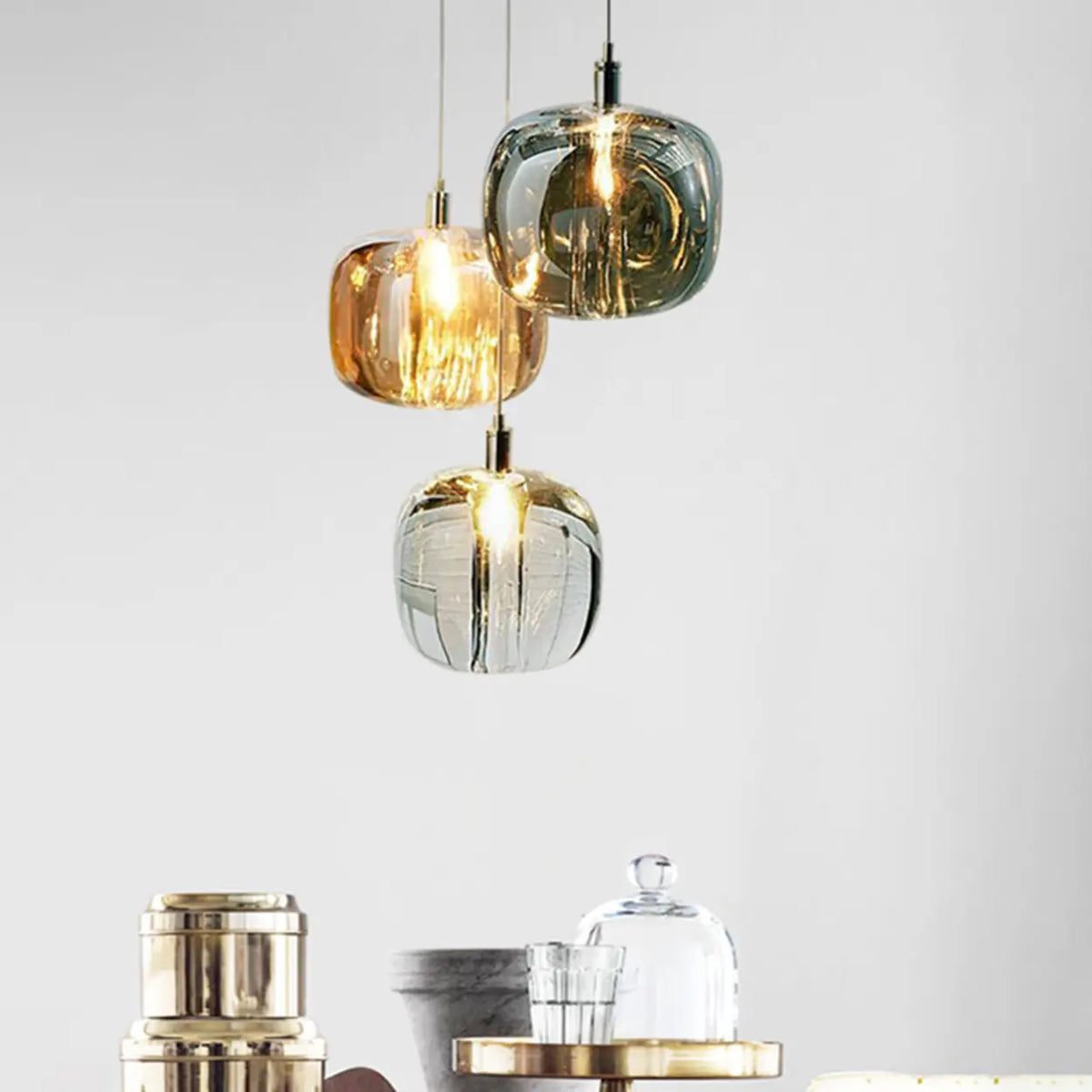 Modern Colorful Cube Mirrored Glass Pendant Light
