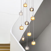 Modern Colorful Cube Mirrored Glass Pendant Light