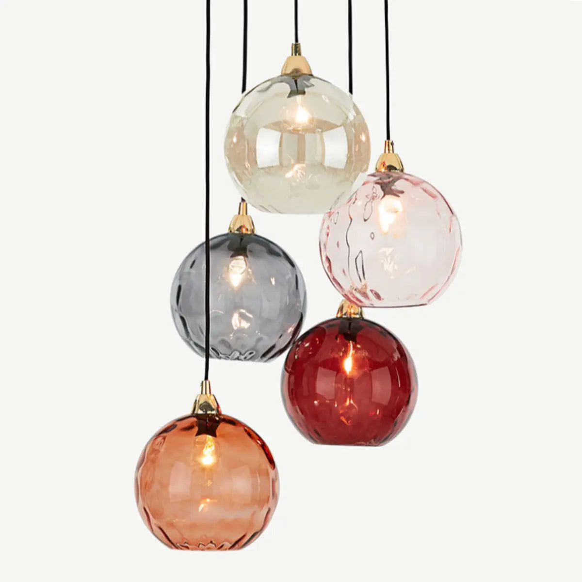 Modern Colorful Glass Globe Ball Cluster Pendant Light