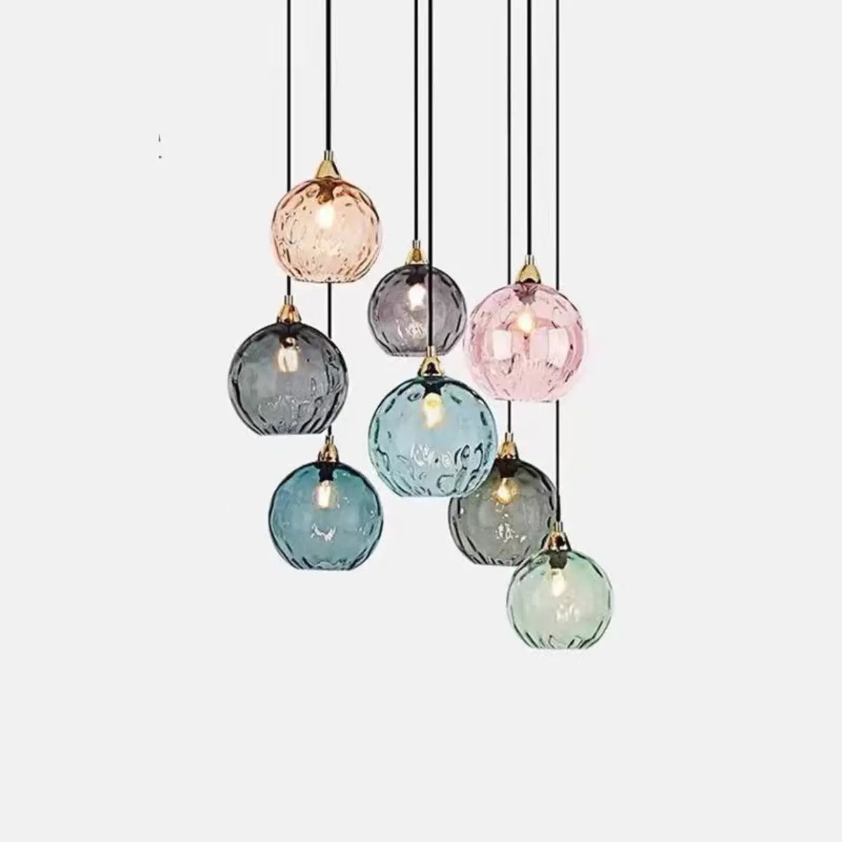 Modern Colorful Glass Globe Ball Cluster Pendant Light