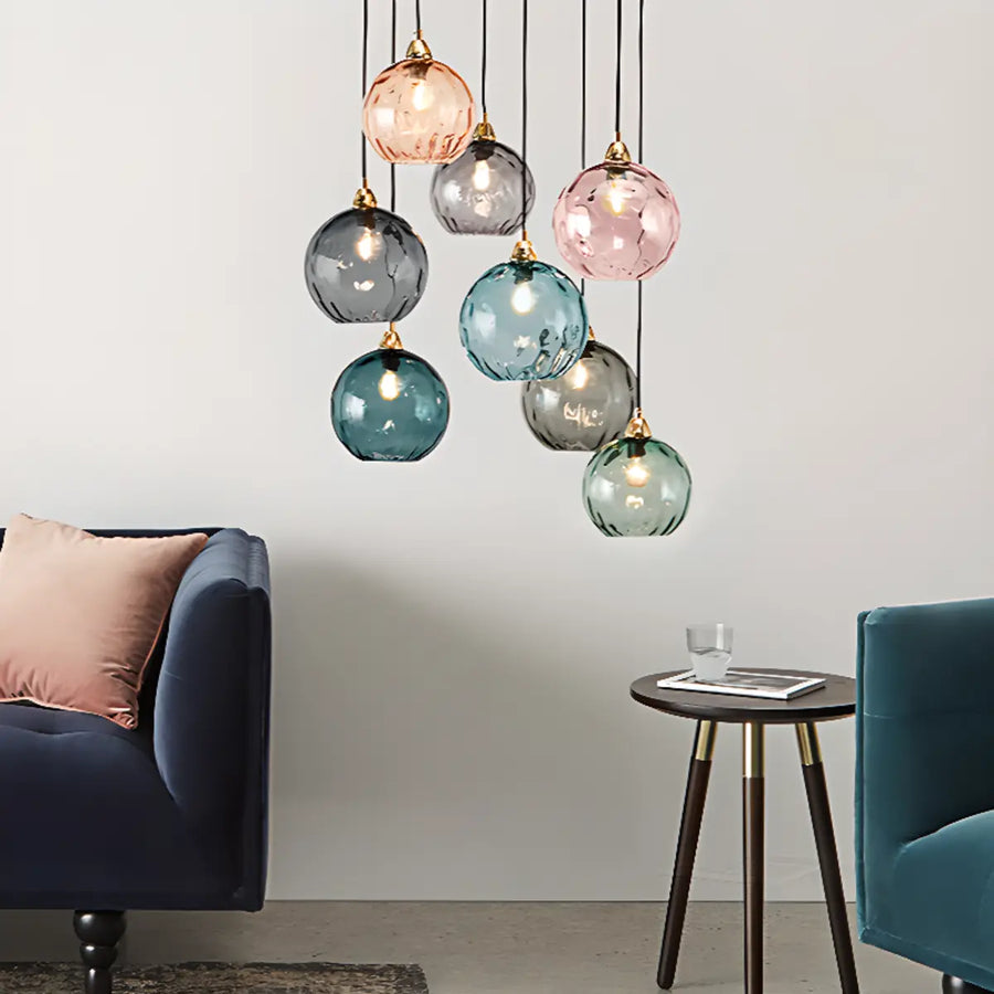 Modern Colorful Glass Globe Ball Cluster Pendant Light