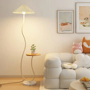 Modern Cone and Curved Floor Lamp with Side Table