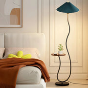 Modern Cone and Curved Floor Lamp with Side Table