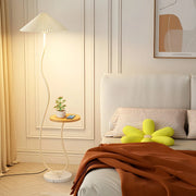 Modern Cone and Curved Floor Lamp with Side Table