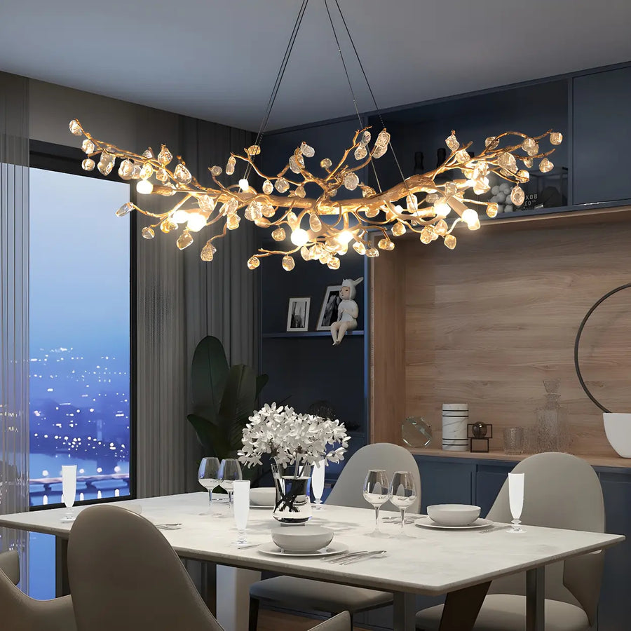 Modern Crystal Branch Chandelier for Dining Room Decor