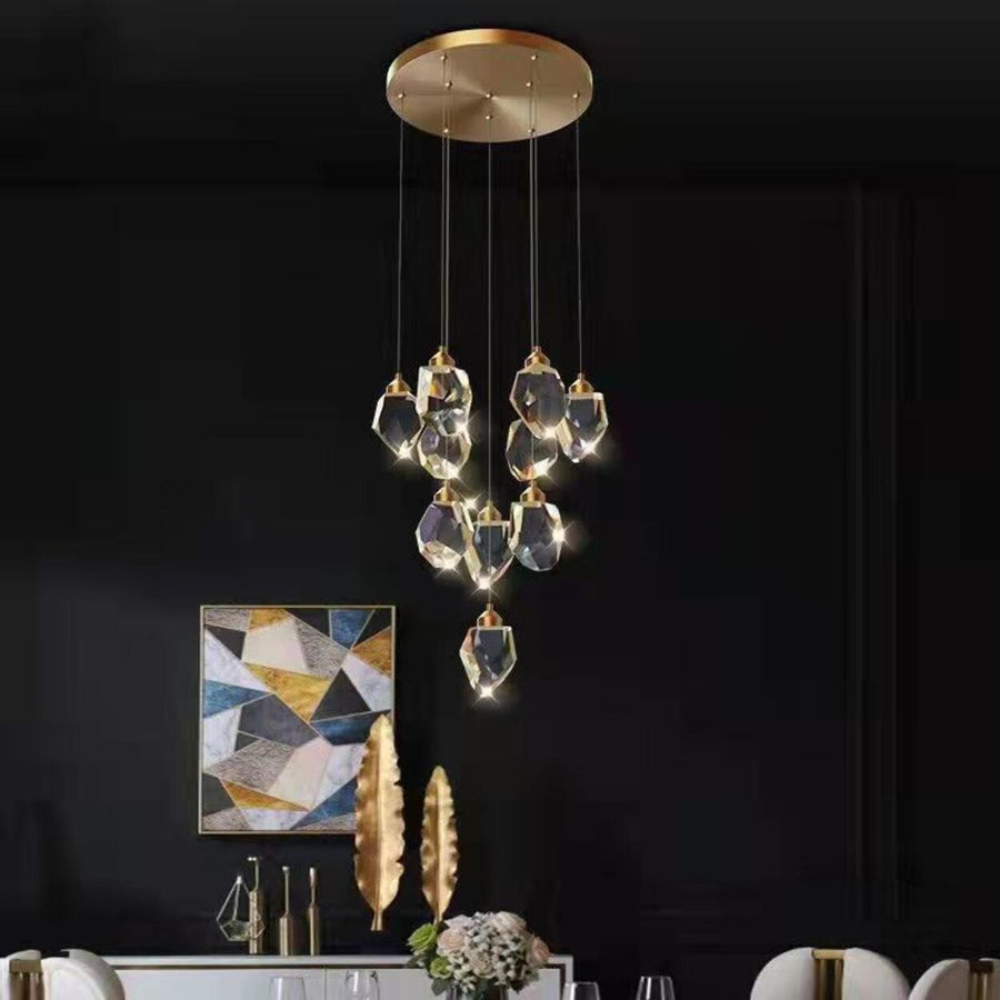 Modern Crystal Cluster String Led Pendant Light