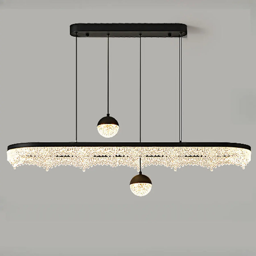 Modern Crystal Island Chandelier LED Pendant Lighting, 2 Globe