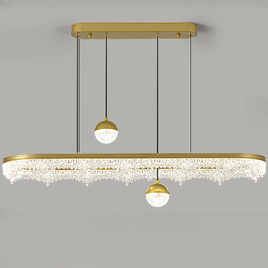 Modern Crystal Island Chandelier LED Pendant Lighting, 2 Globe