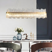 Modern Crystal Linear Chandelier with Gold Finish, 48 Inch