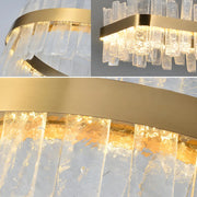 Modern Crystal Linear Chandelier with Gold Finish, 48 Inch