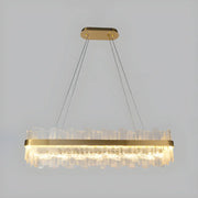 Modern Crystal Linear Chandelier with Gold Finish, 48 Inch