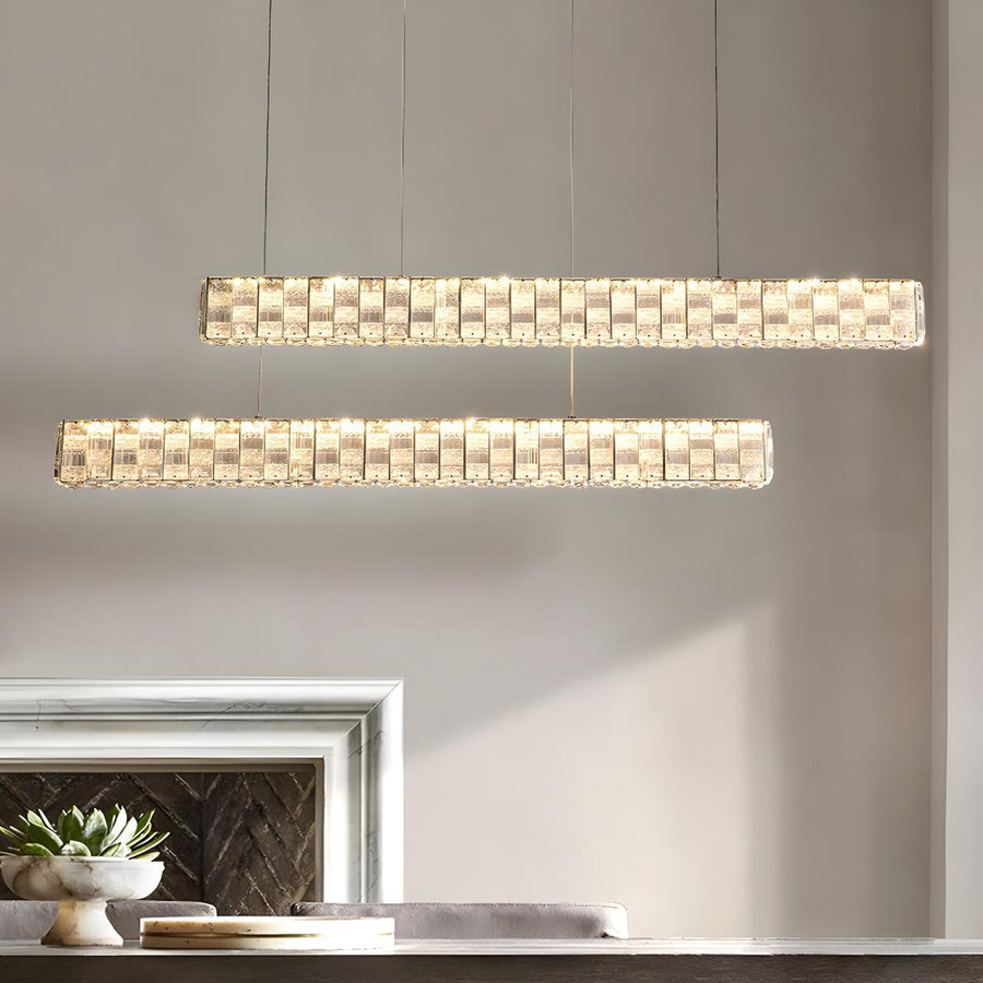 Modern Crystal Rectangular Island Chandelier Light