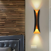 Modern Curl Black and Gold Up Down Bedside Wall Sconce