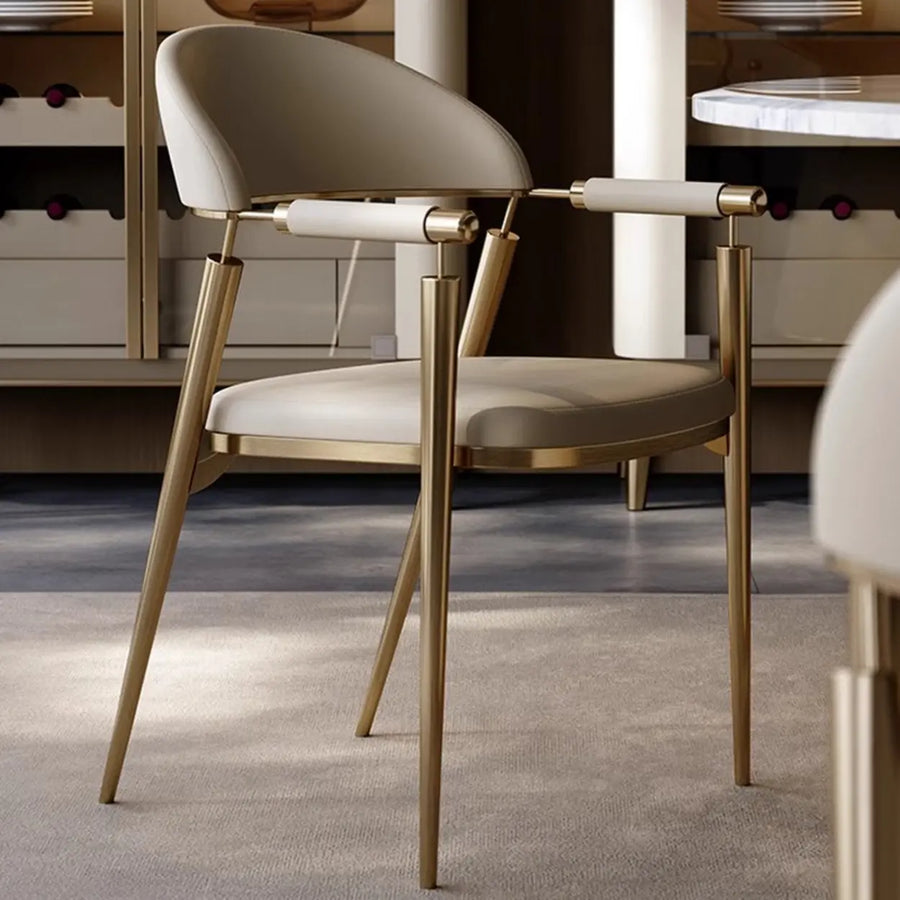 Modern Curved Back Faux Leather Upholstered Dining Chair