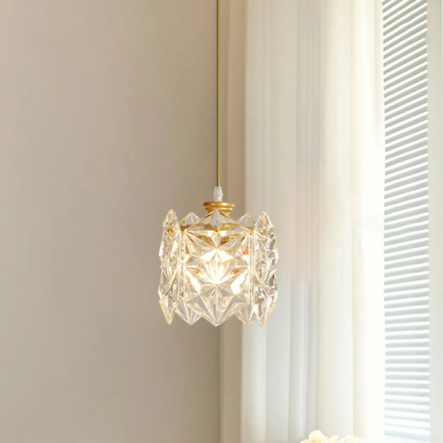 Modern Cylindrical Cube Clear Glass Pendant Light