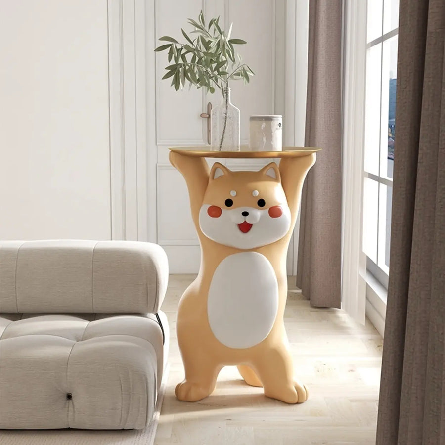 Modern Dog Shaped Resin Orange Decorative Side Table