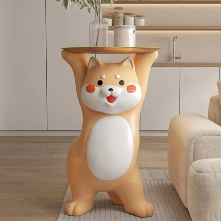 Modern Dog Shaped Resin Orange Decorative Side Table