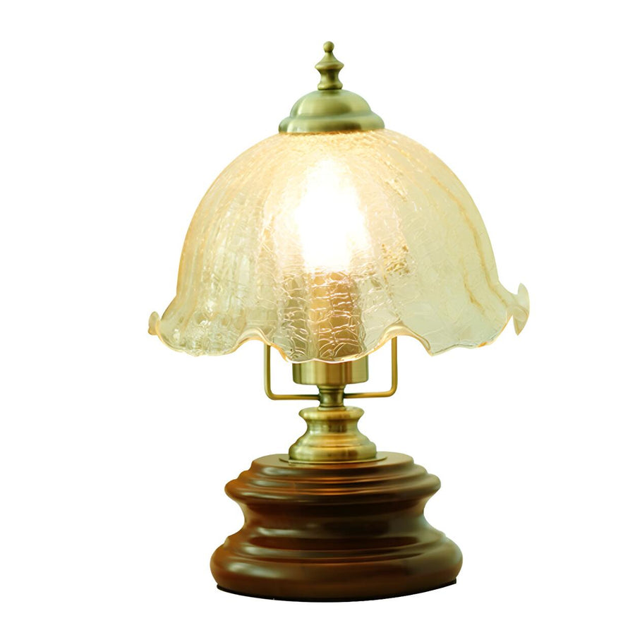 Modern Dome Flower Shade Metal Base Bedroom Table Lamp