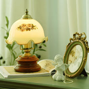 Modern Dome Flower Shade Metal Base Bedroom Table Lamp