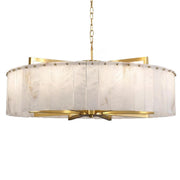 Adjustable Modern Gold Drum Alabaster Chandelier