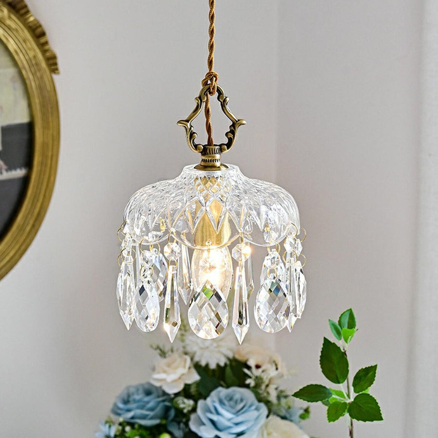 Modern Elegant Crystal Dome Adjustable Pendant Light