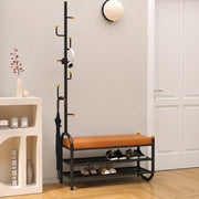 Modern Entryway Bench with Coat Rack and Shoe Storage