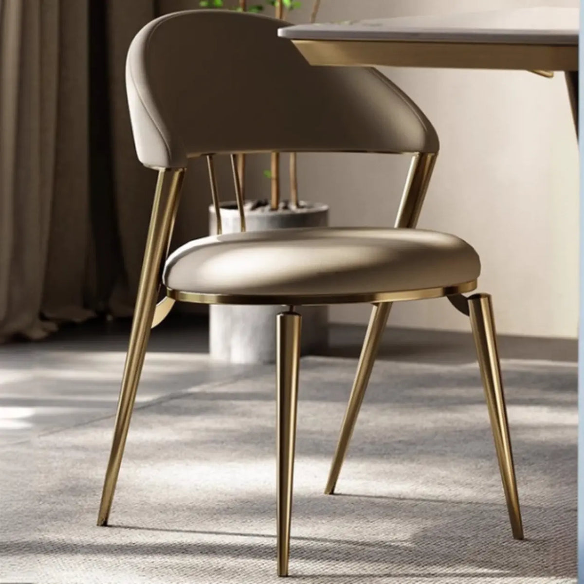 Modern Ergonomic Back Faux Leather Upholstered Dining Chair