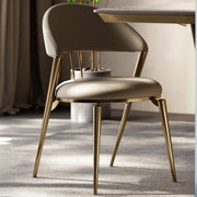 Modern Ergonomic Back Faux Leather Upholstered Dining Chair