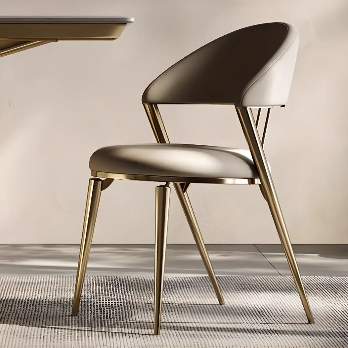 Modern Ergonomic Back Faux Leather Upholstered Dining Chair