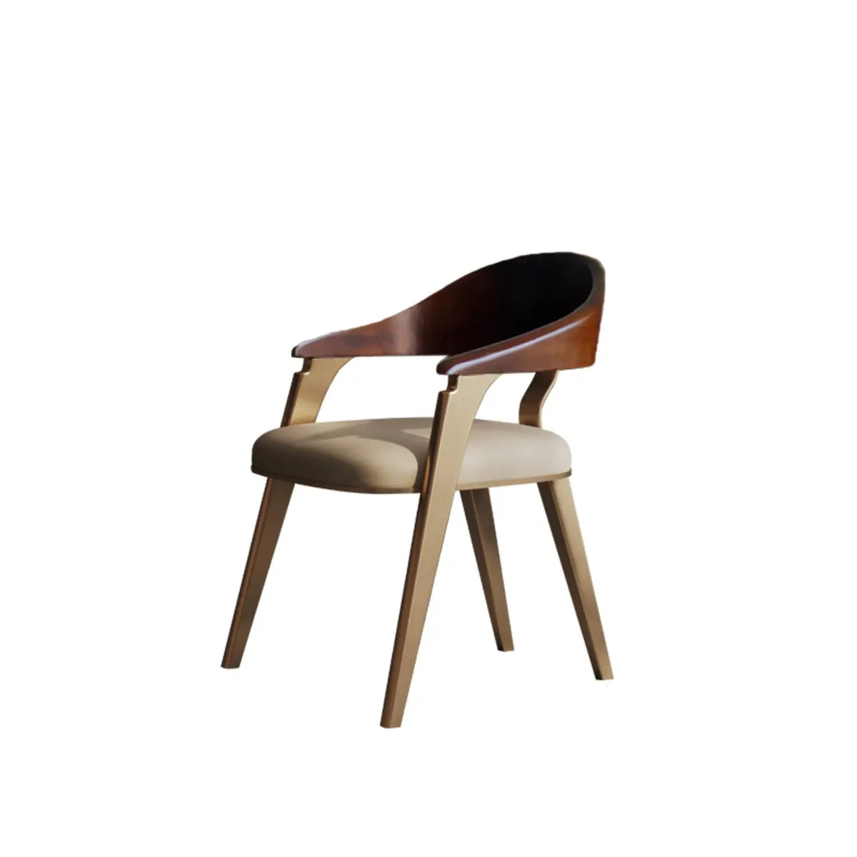 Modern Ergonomic Curved Back Leather Upholstered Arm Dining Chair