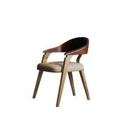 Modern Ergonomic Curved Back Leather Upholstered Arm Dining Chair